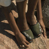 GOYA Velcro Moss Crystal Embellished Felt Sandals