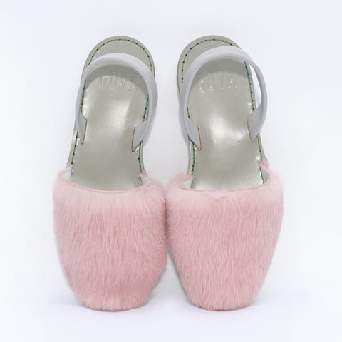 GOYA | Pink Fur Nappa Leather Slide | Luxury sandal made in Spain