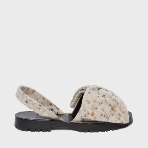 GOYA Speckled Felt Oversized Bow Sandals